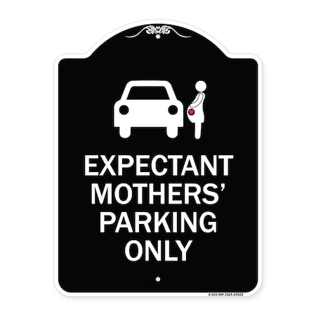 Signmission Expectant Mothers Parking W/ Graphic Heavy-Gauge Aluminum Sign, 18" L, 24" H, BW-1824-24028 A-DES-BW-1824-24028